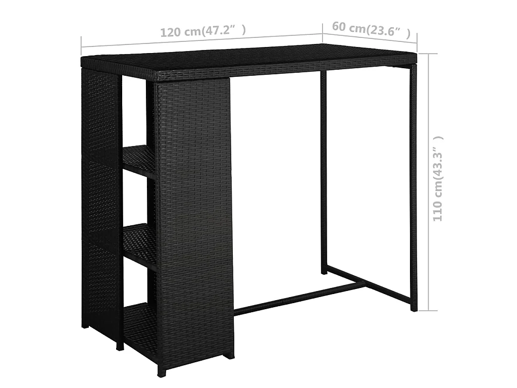 Meuble de bar de jardin 5 pcs et coussins Résine tressée Noir 2