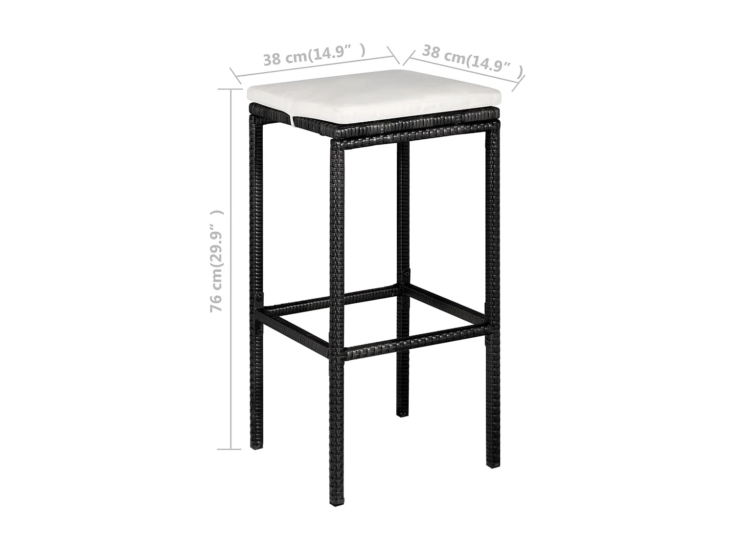 Meuble de bar de jardin 5 pcs et coussins Résine tressée Noir 2