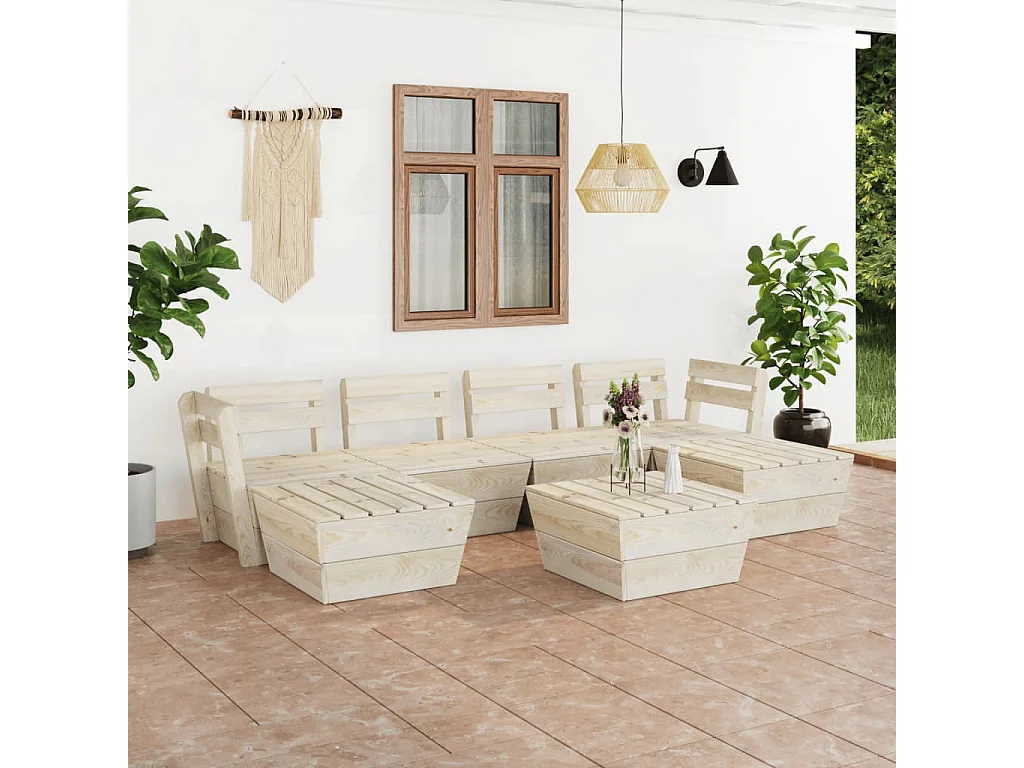 Salon de jardin palette 7 pcs Bois d'épicéa imprégné