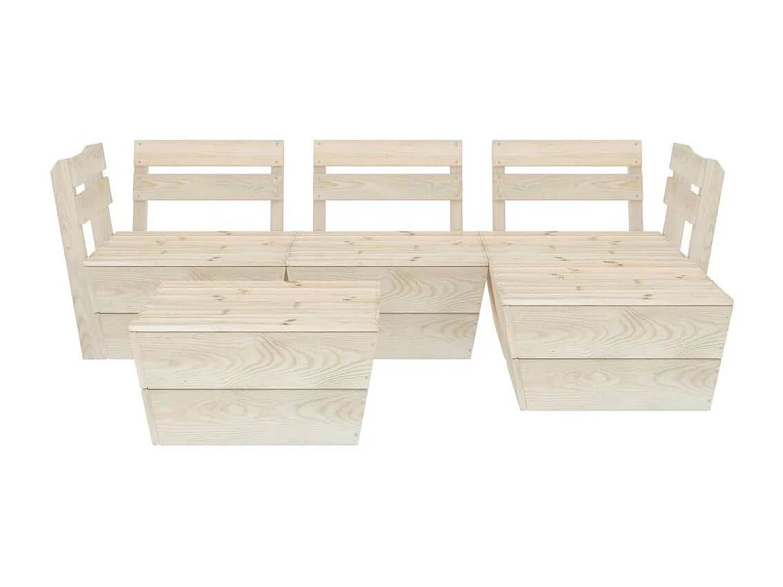 Salon de jardin palette 5 pcs Bois d'épicéa imprégné 3