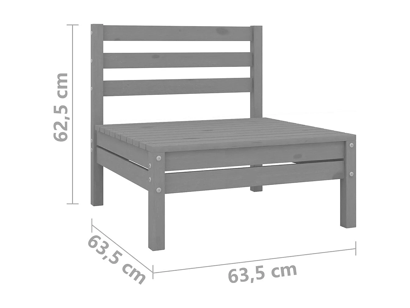 Salon de jardin 6 pcs Bois de pin massif Gris
