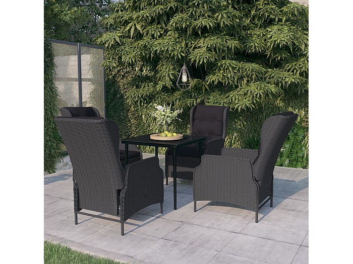 Ensemble De Salle à Manger De Jardin 5 Pièces En Acier Gris Et Bois D Acacia Massif