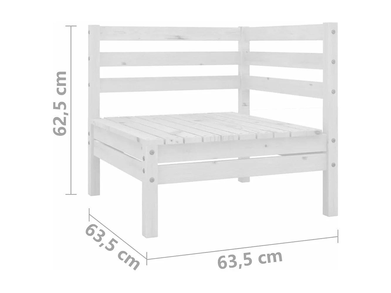 Salon de jardin 6 pcs Blanc Bois de pin massif 21