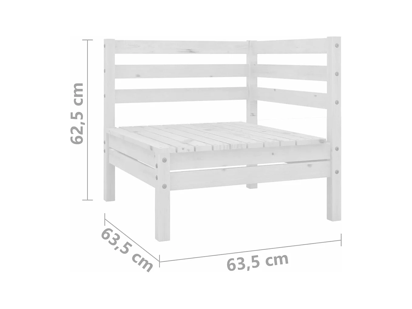 Salon de jardin 6 pcs Blanc Bois de pin massif 21