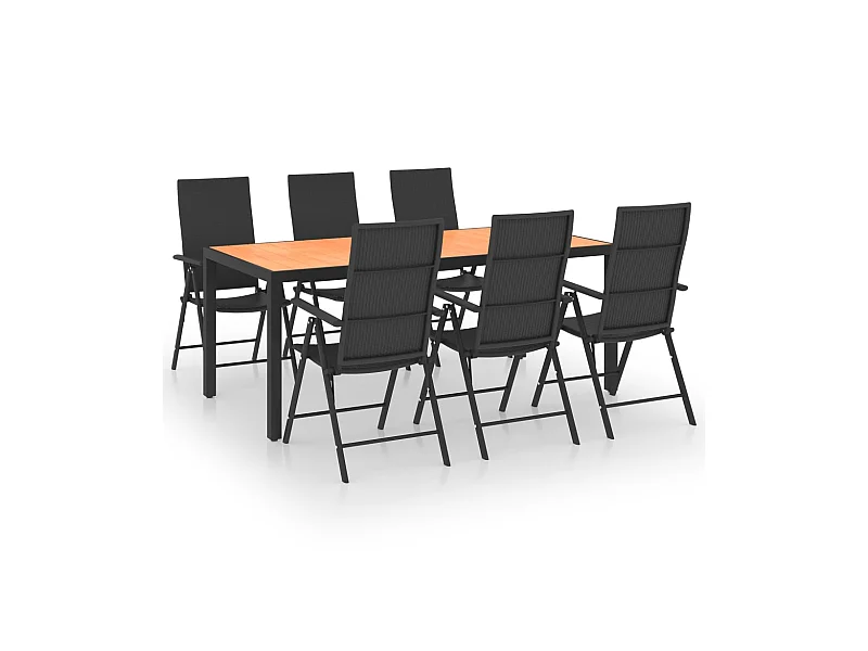 Ensemble de salle à manger de jardin 7 pcs Noir et marron 3