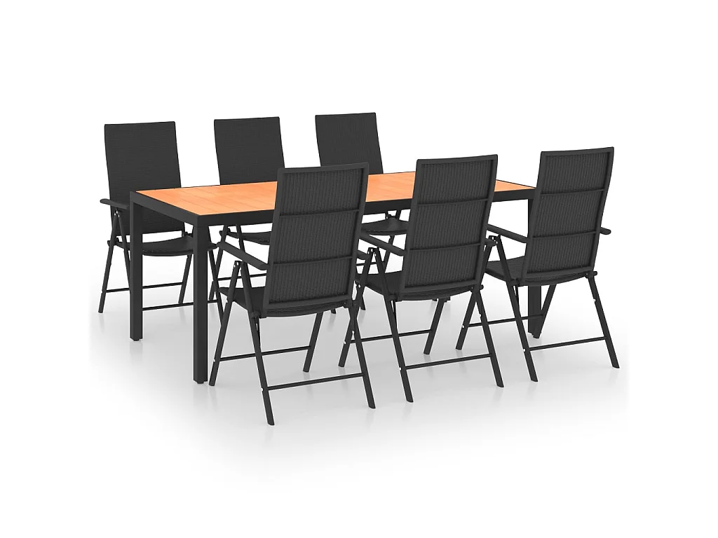 Ensemble de salle à manger de jardin 7 pcs Noir et marron 3
