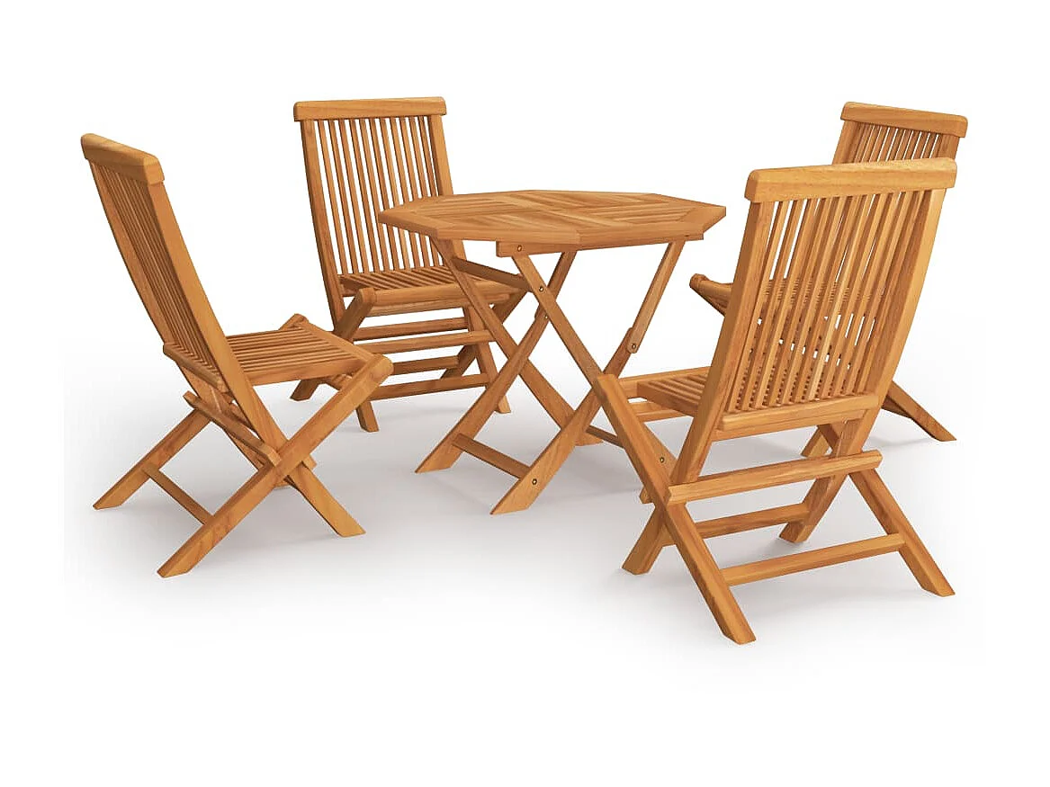 Salon de jardin 5 pcs Bois de teck massif 5