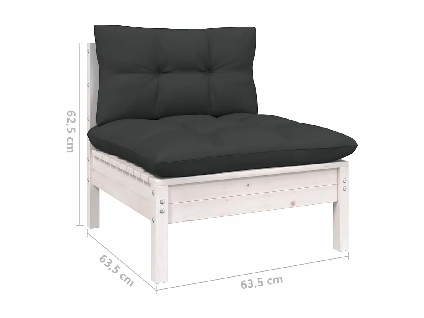 Salon de jardin 9 pcs avec coussins Blanc Bois de pin