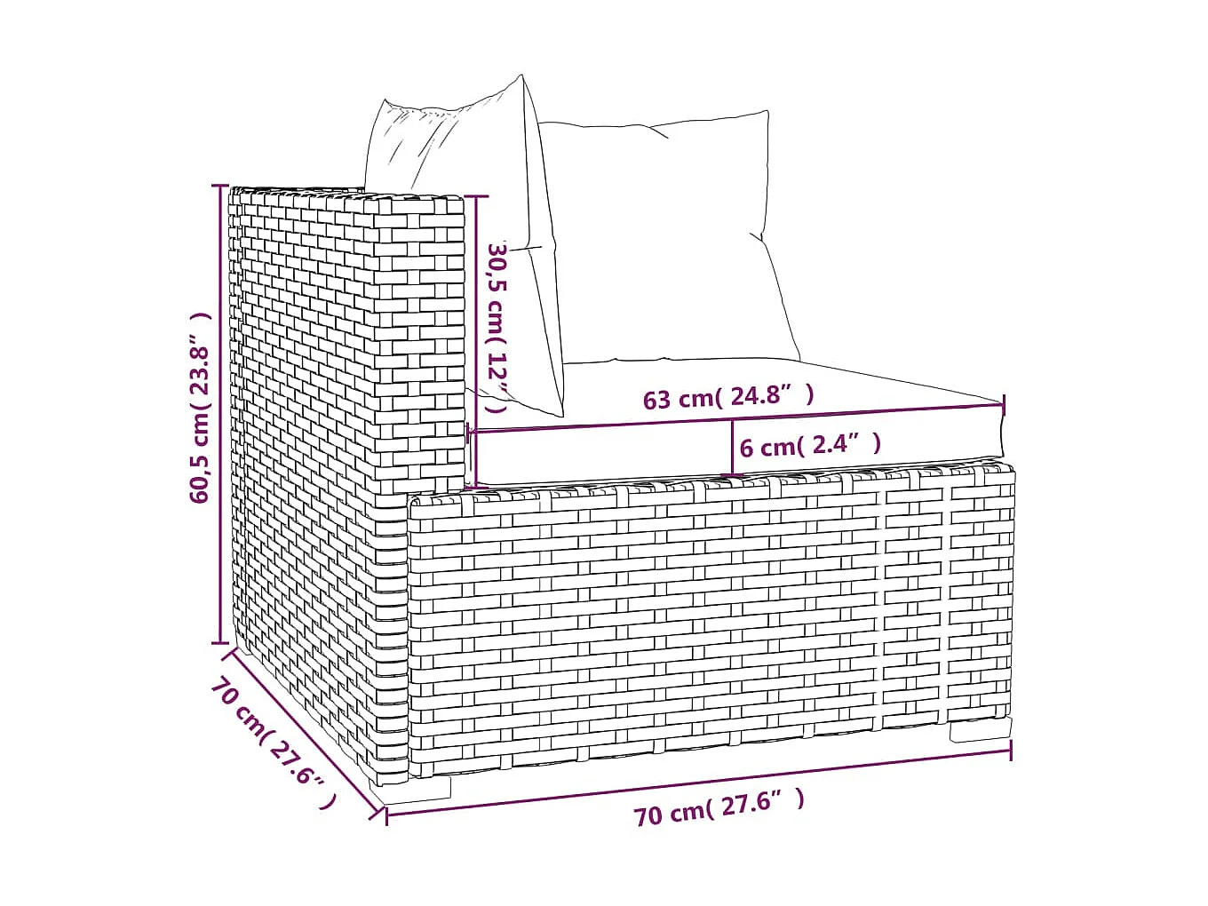 Salon de jardin 4 pcs avec coussins Résine tressée Gris 5