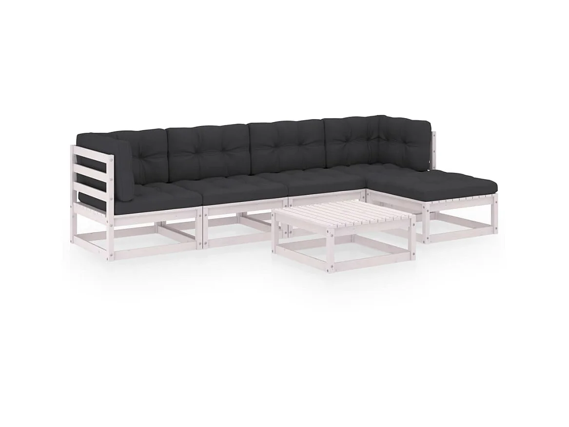 Salon de jardin 6 pcs avec coussins Bois de pin massif 47