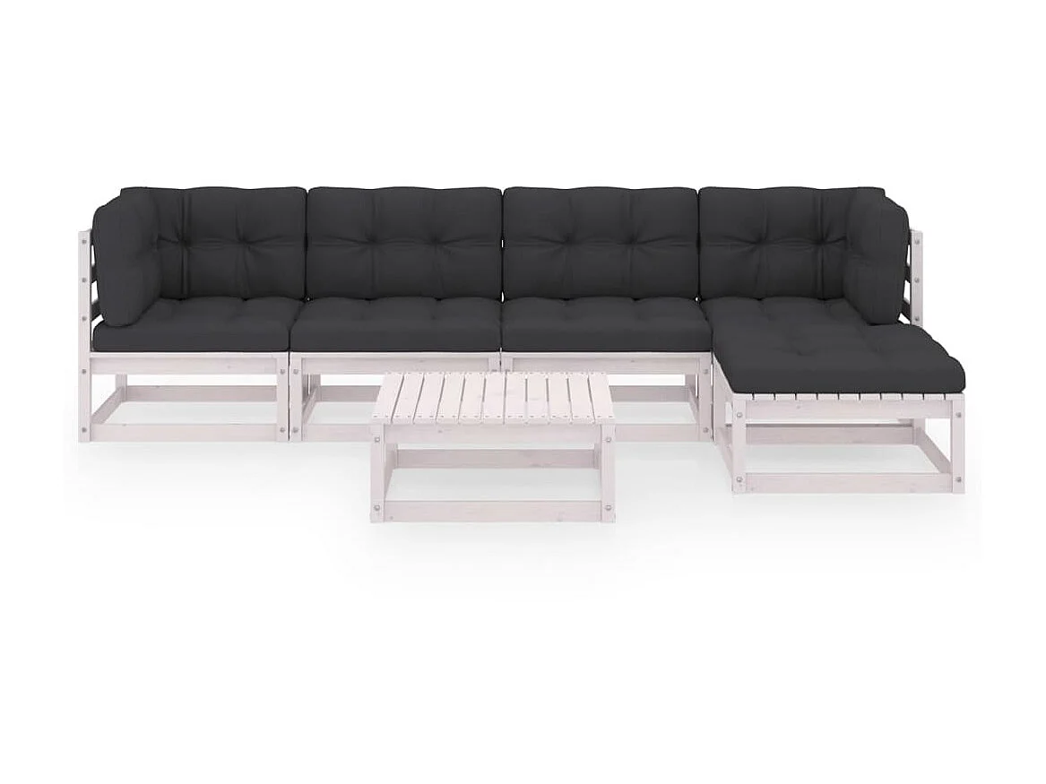 Salon de jardin 6 pcs avec coussins Bois de pin massif 47