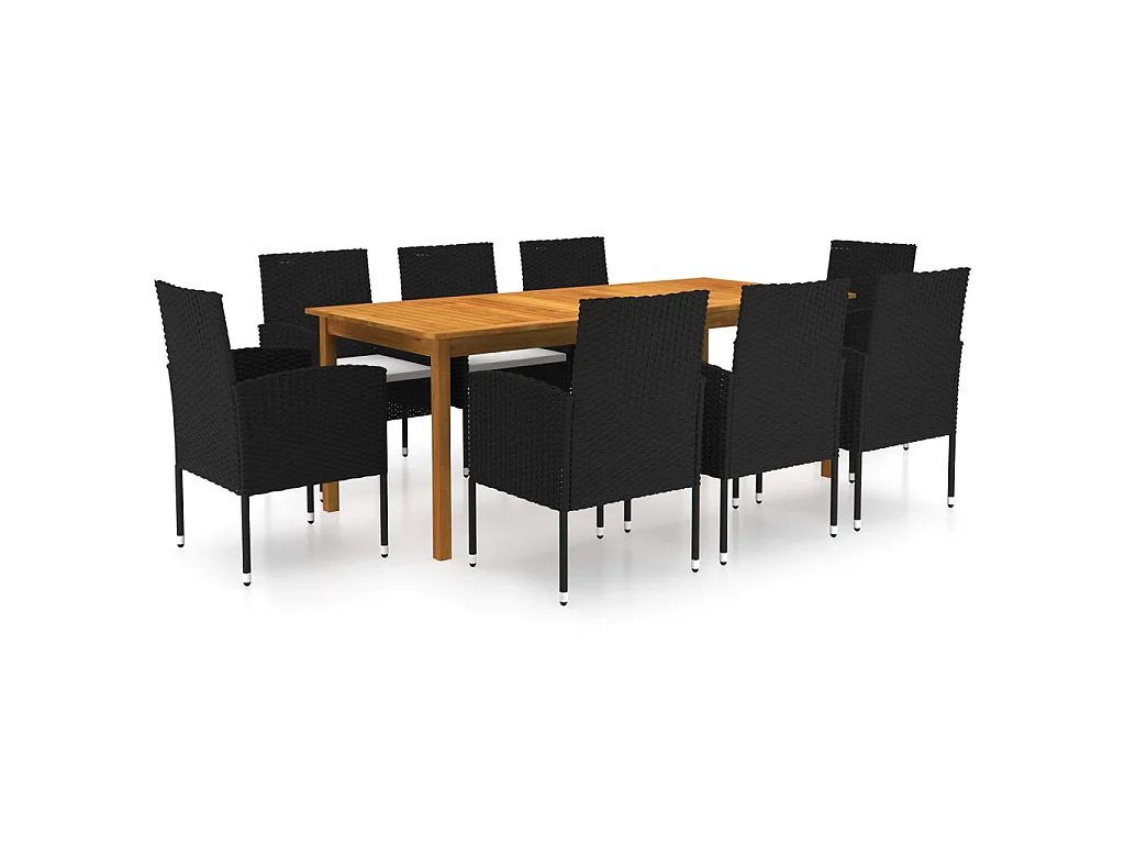 Ensemble de salle à manger de jardin 9 pcs Noir 32