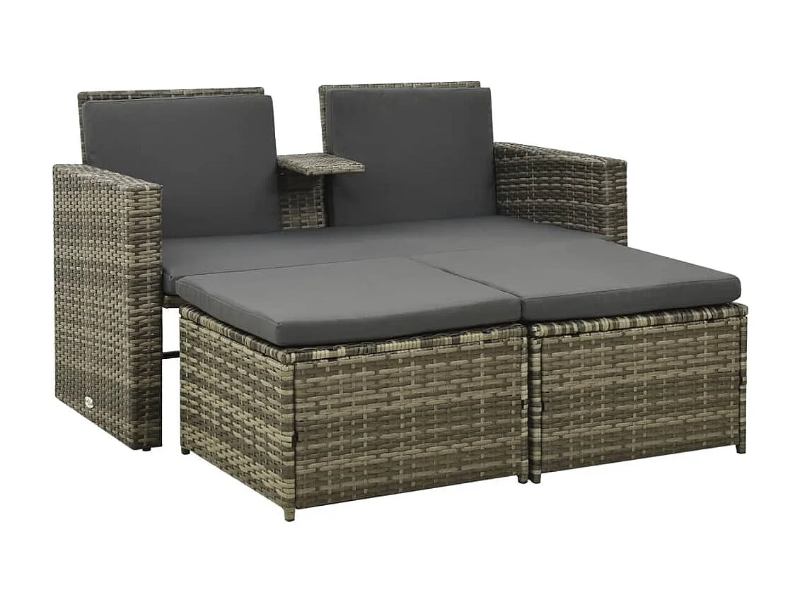 Salon de jardin 3 pcs avec coussins Résine tressée Gris 13