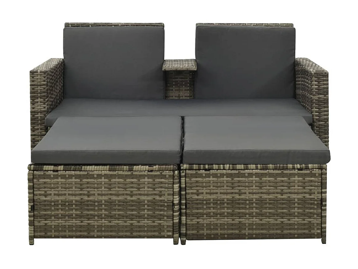 Salon de jardin 3 pcs avec coussins Résine tressée Gris 13