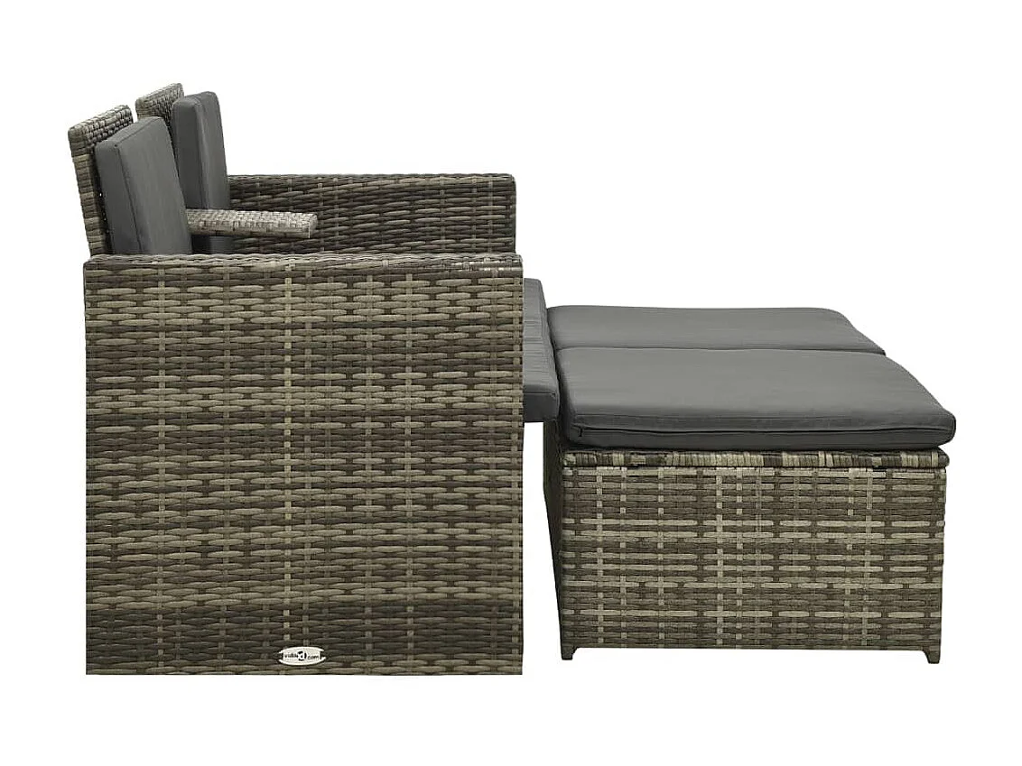 Salon de jardin 3 pcs avec coussins Résine tressée Gris 13