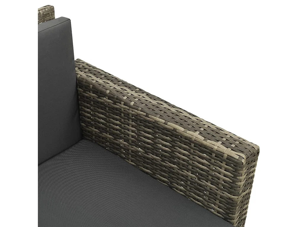 Salon de jardin 3 pcs avec coussins Résine tressée Gris 13