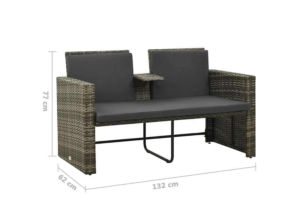 Salon de jardin 3 pcs avec coussins Résine tressée Gris 13