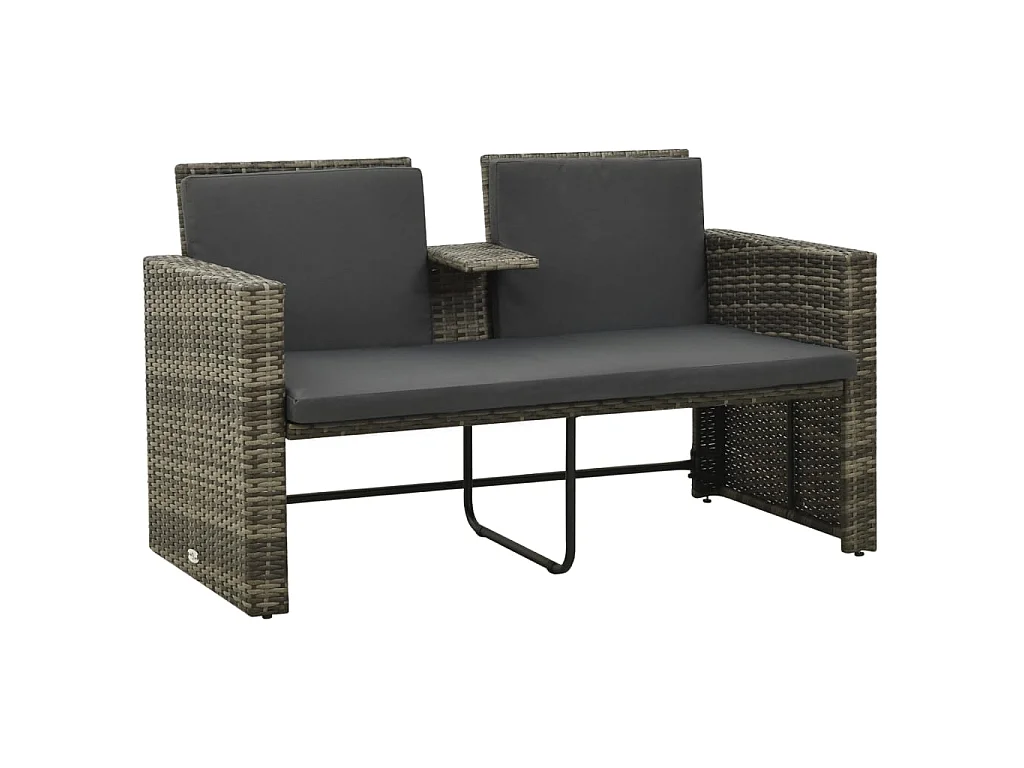 Salon de jardin 3 pcs avec coussins Résine tressée Gris 13