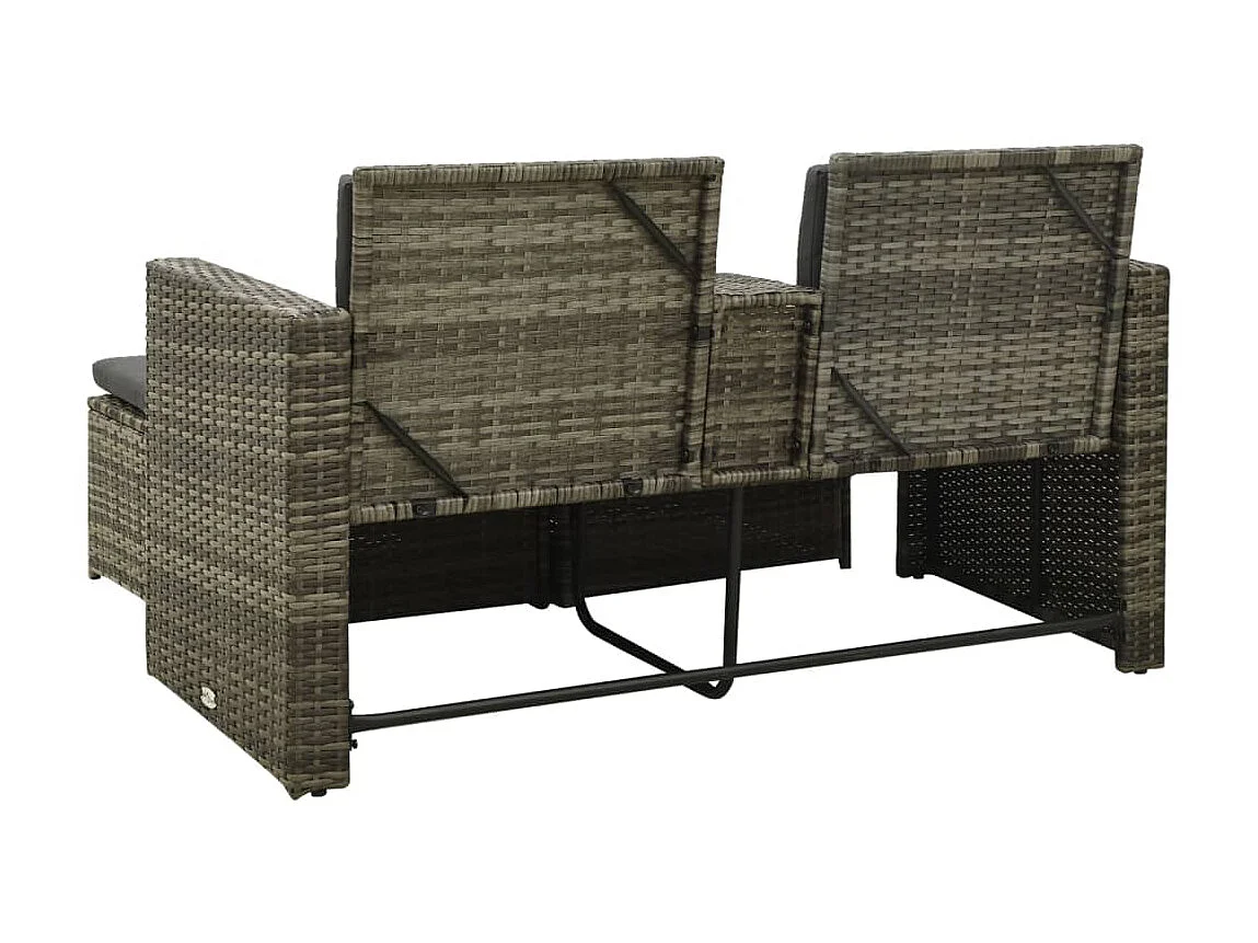 Salon de jardin 3 pcs avec coussins Résine tressée Gris 13