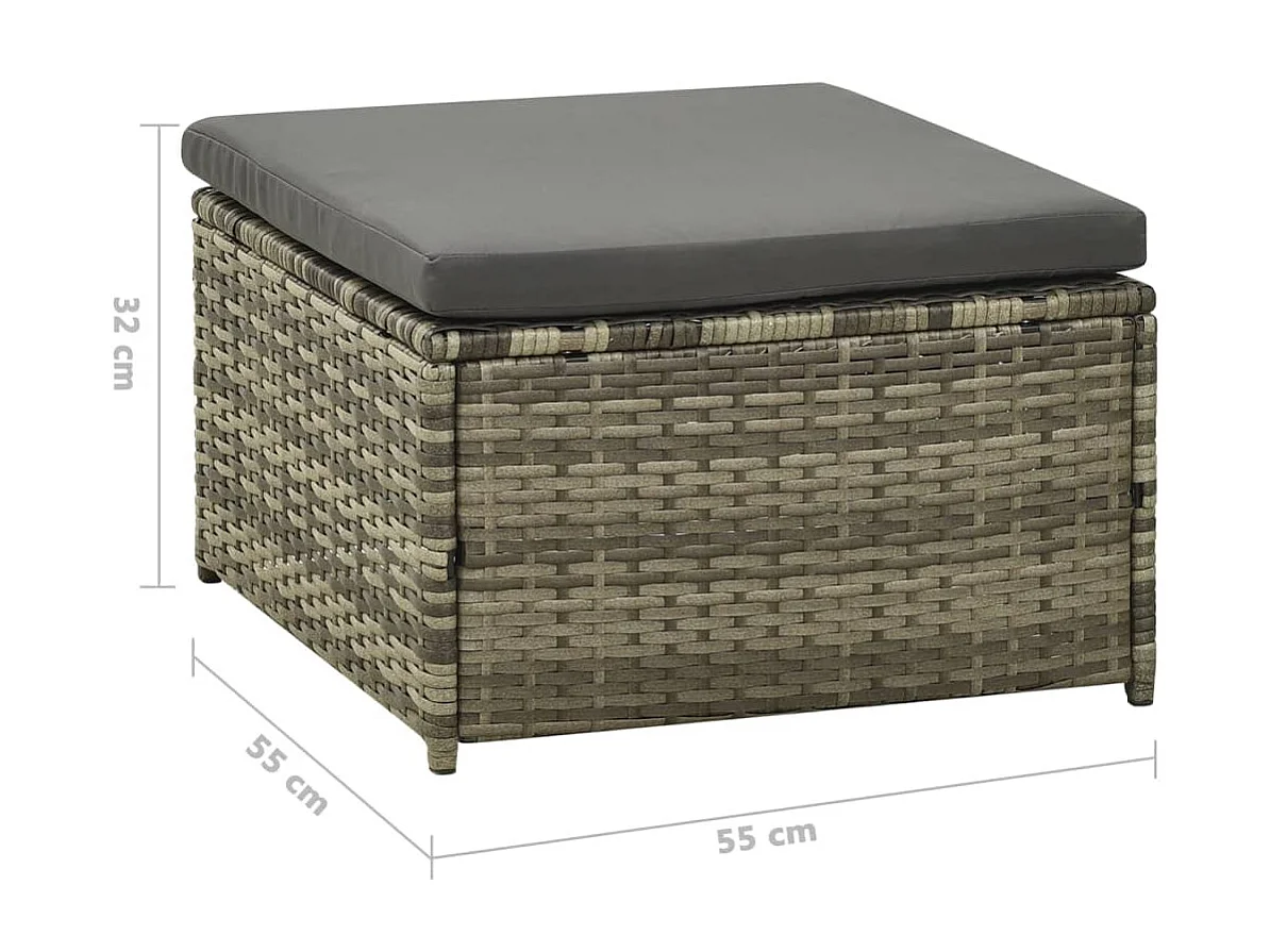 Salon de jardin 3 pcs avec coussins Résine tressée Gris 13