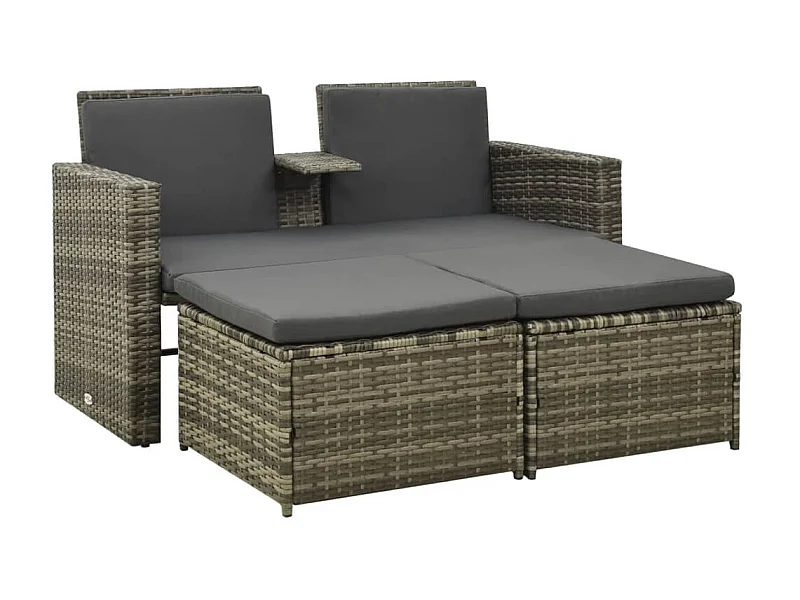 Salon de jardin 3 pcs avec coussins Résine tressée Gris 13