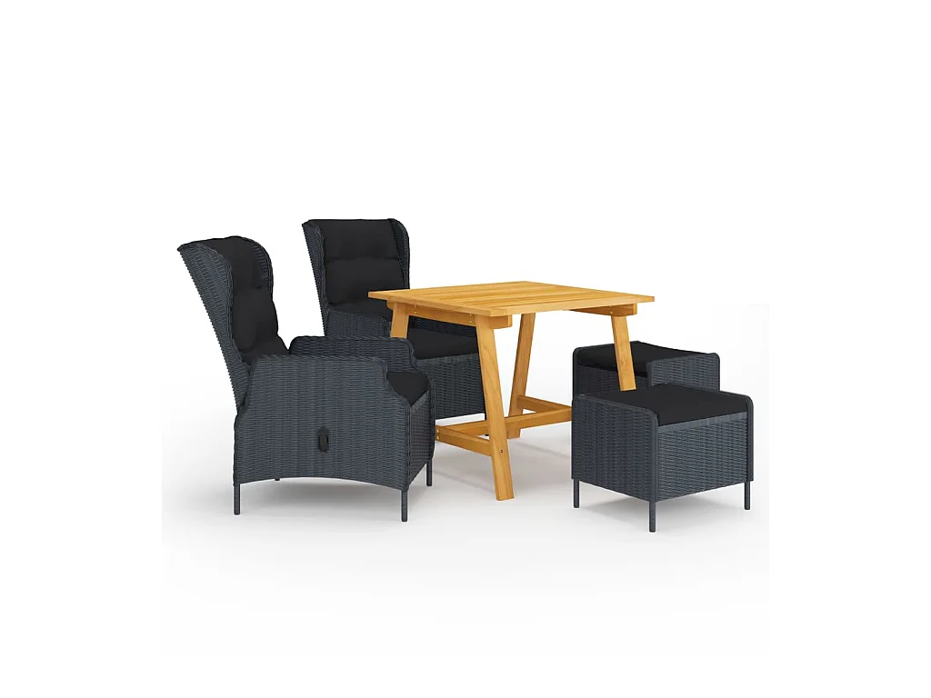 Ensemble de salle à manger de jardin 5 pcs Gris foncé 6
