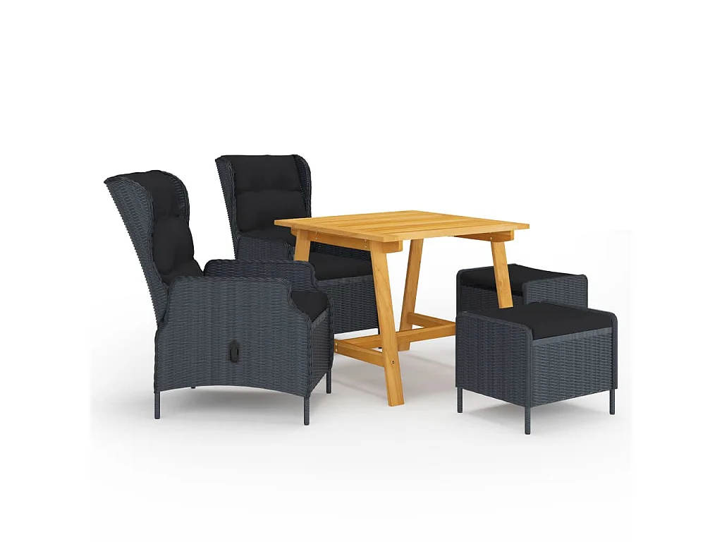 Ensemble de salle à manger de jardin 5 pcs Gris foncé 6