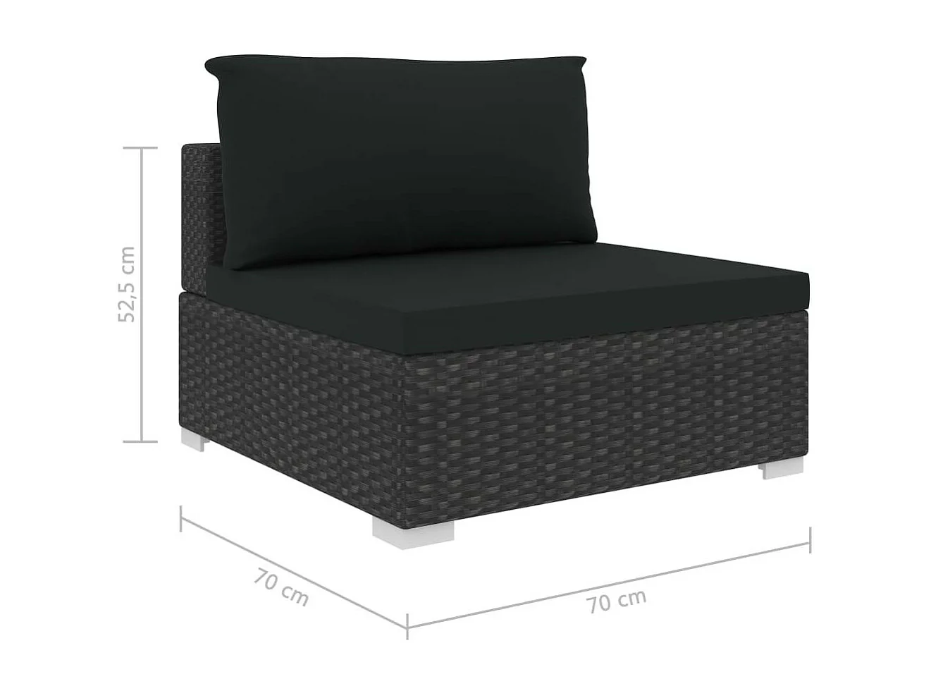 Salon de jardin 12 pcs avec coussins Résine tressée Noir 11