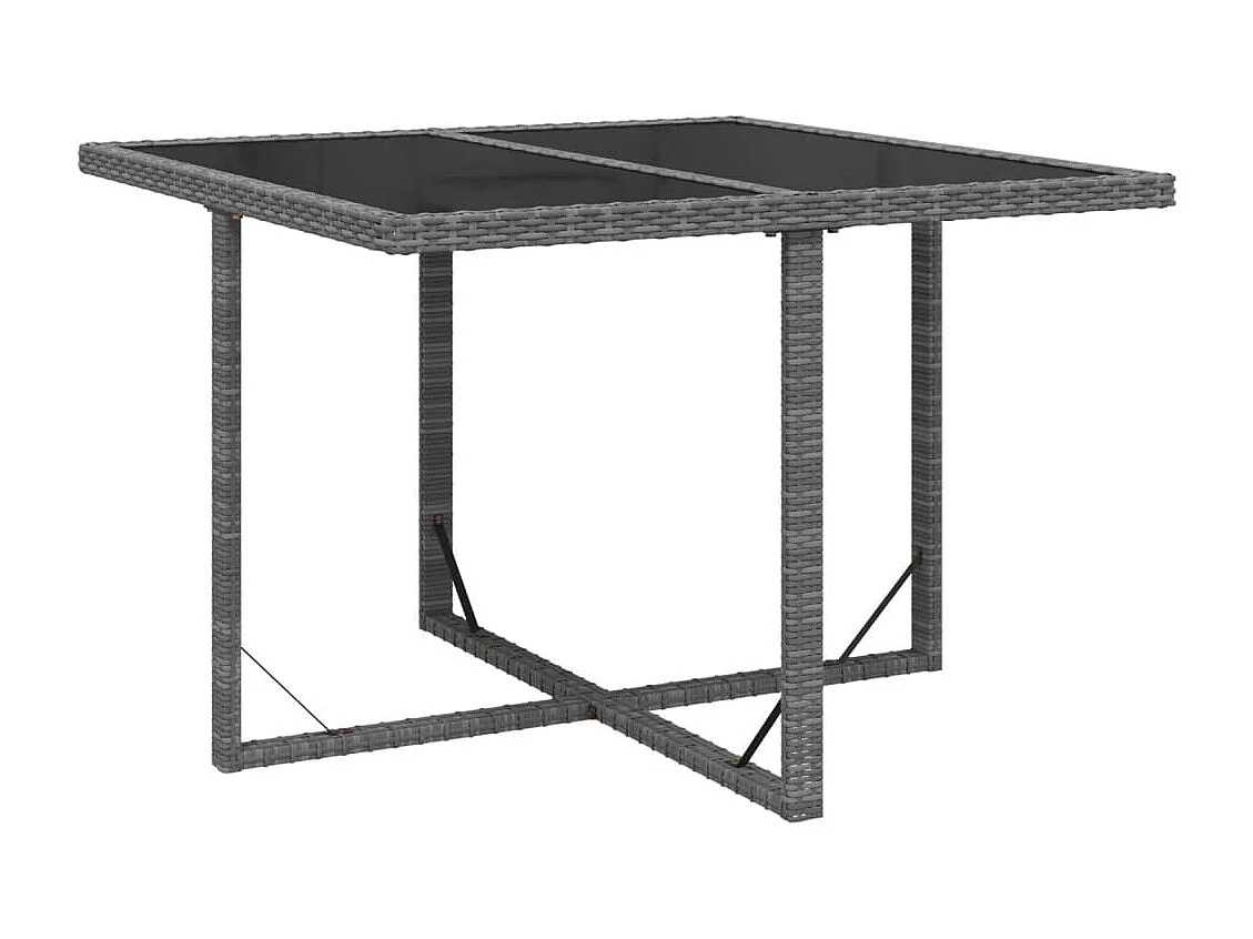 Mobilier à dîner de jardin et coussins 9pcs Résine tressée Gris