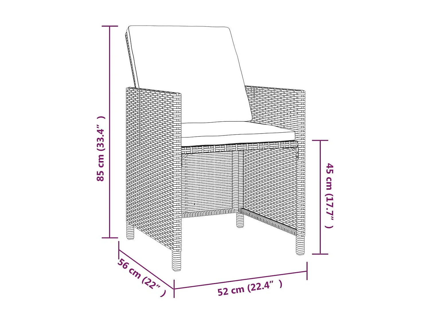 Mobilier à dîner de jardin et coussins 9pcs Résine tressée Gris