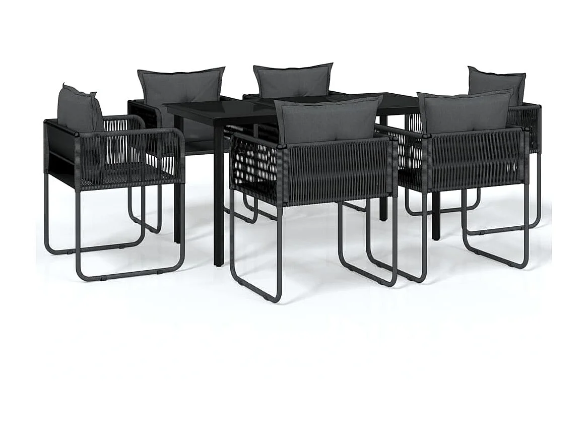 Ensemble de salle à manger de jardin 7 pcs Noir 18