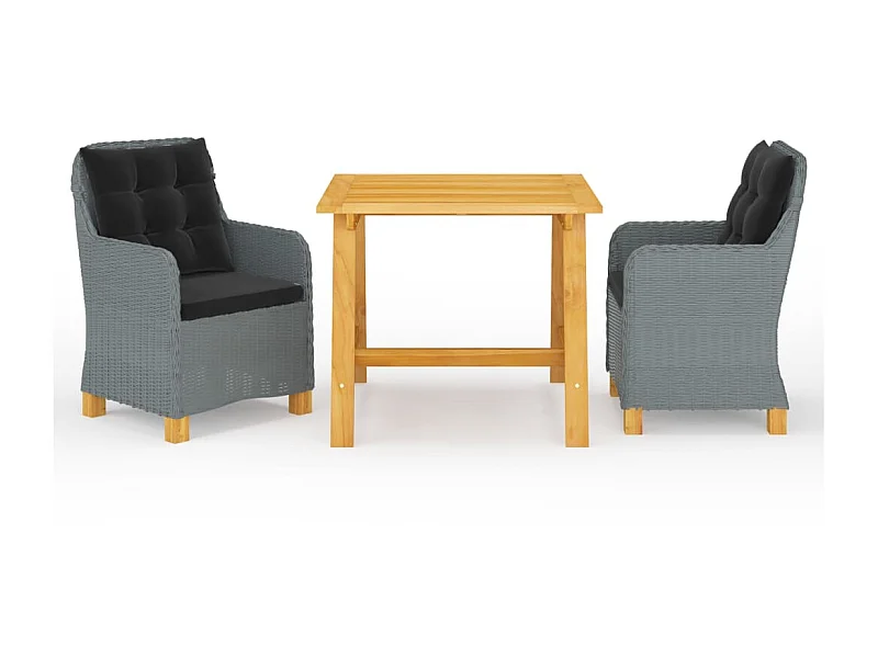 Ensemble de salle à manger de jardin 3 pcs Gris clair 9