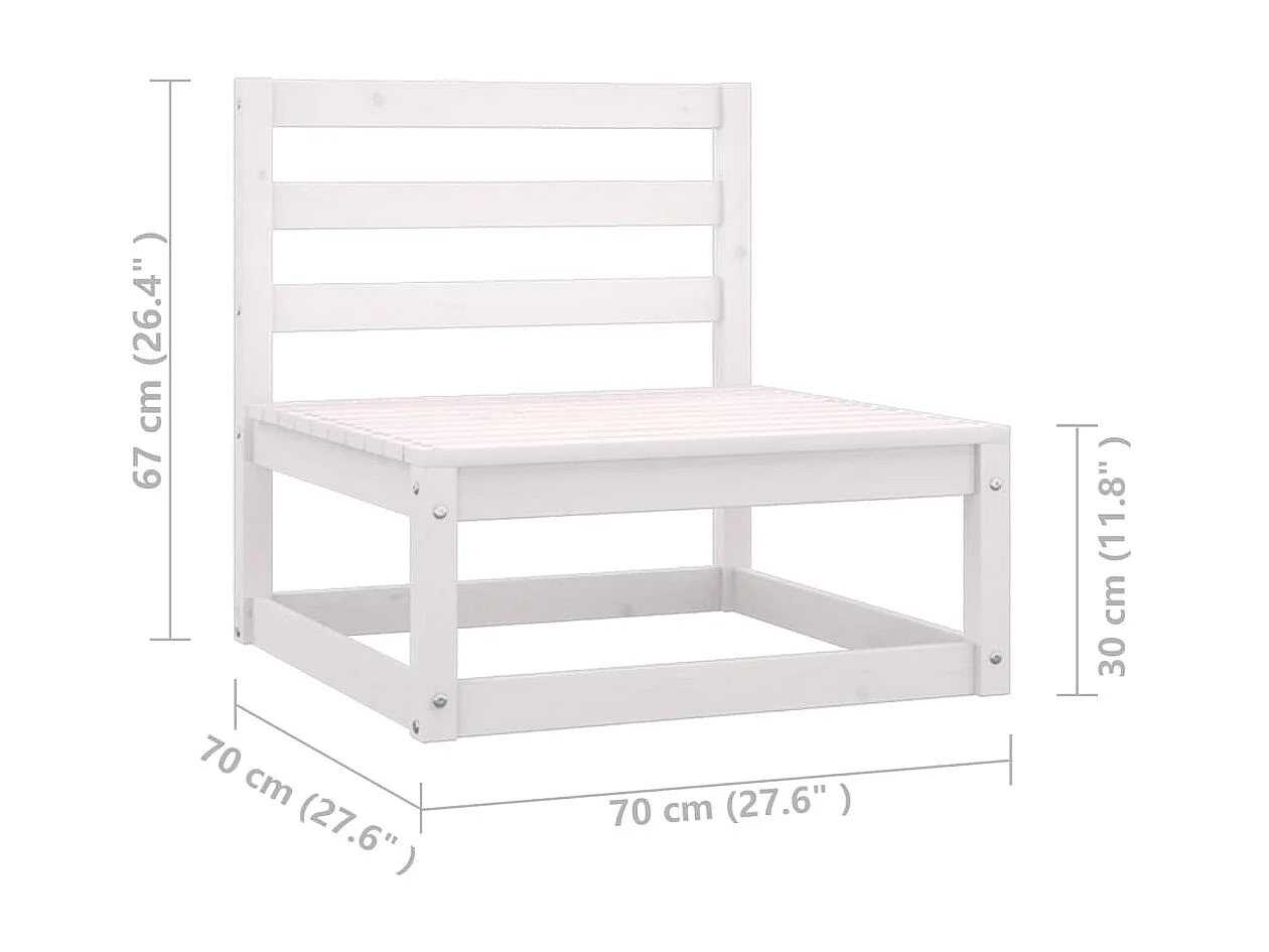 Set de muebles de jardín 10 pzas con cojines madera pino blanco