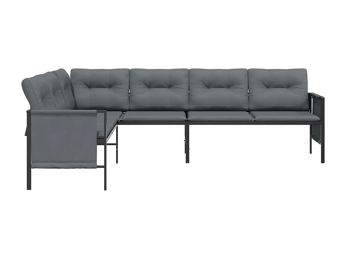 Canapé d'angle de jardin anthracite acier et textilène