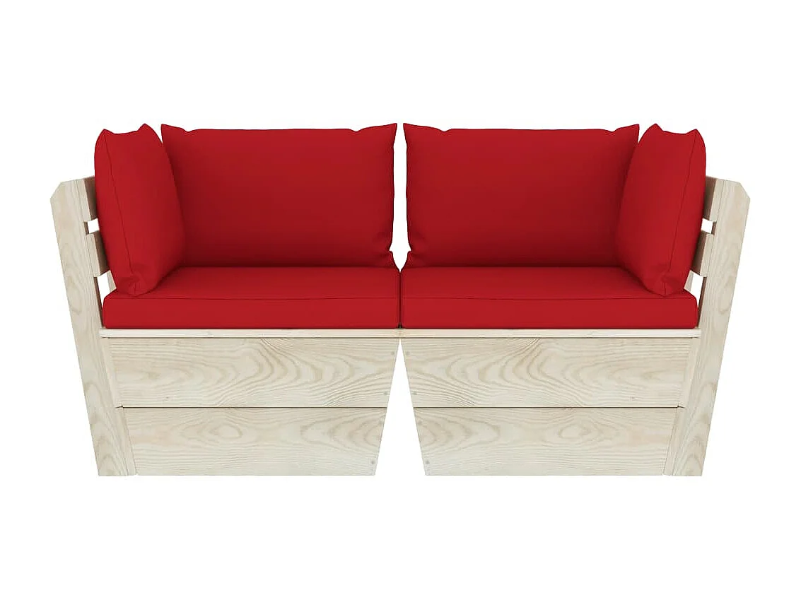 Canapé palette à 2 places de jardin avec coussins Bois d'épicéa 2