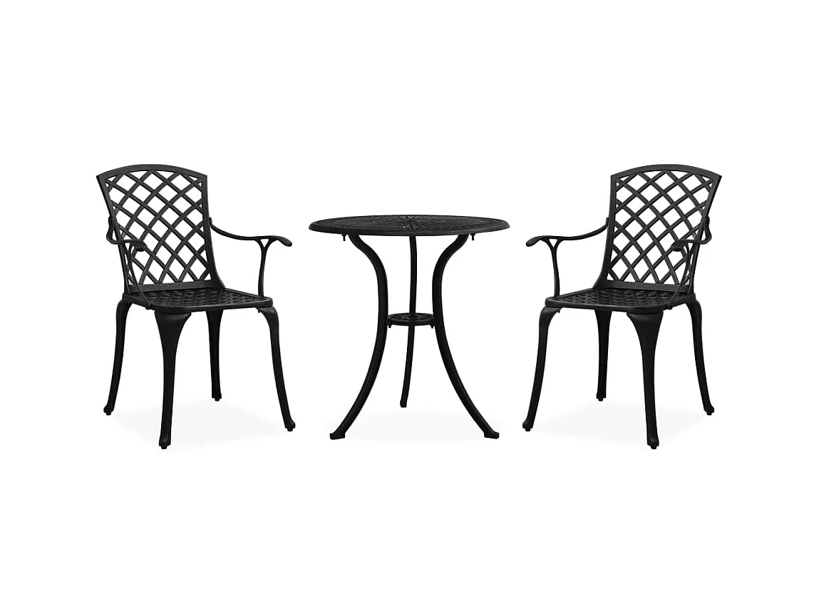 Ensemble de bistro 3 pcs Aluminium coulé Noir