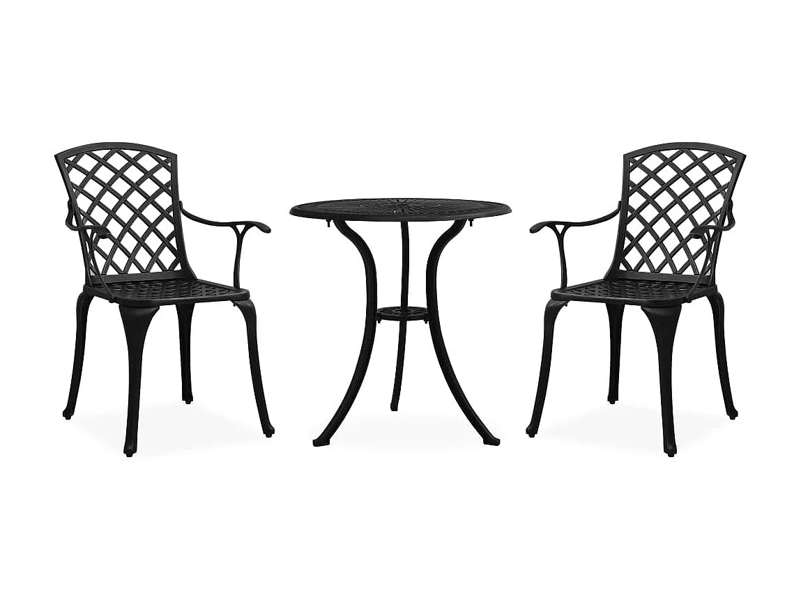 Ensemble de bistro 3 pcs Aluminium coulé Noir