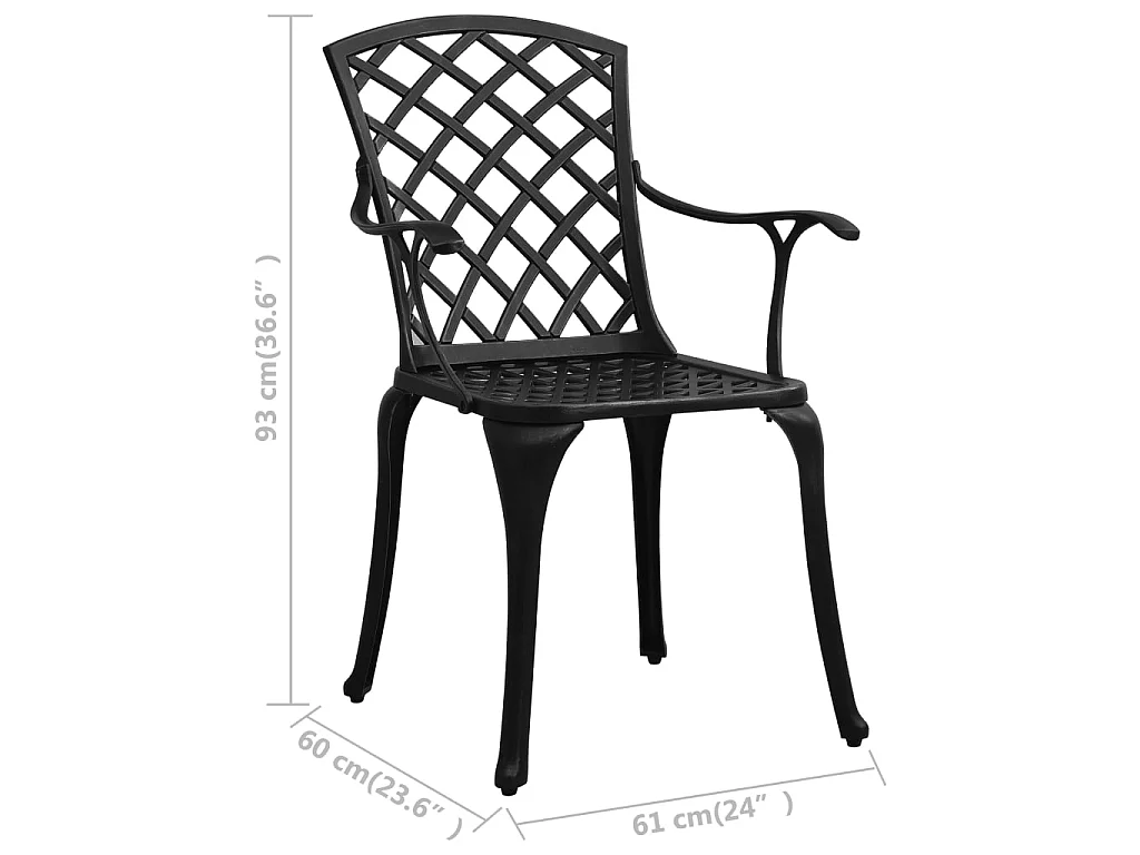 Ensemble de bistro 3 pcs Aluminium coulé Noir