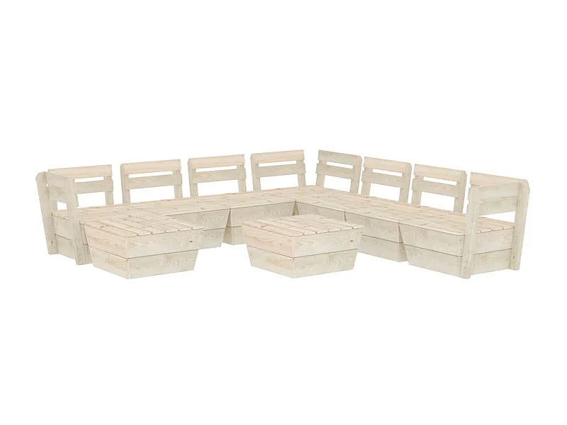 Salon de jardin palette 9 pcs Bois d'épicéa imprégné 3