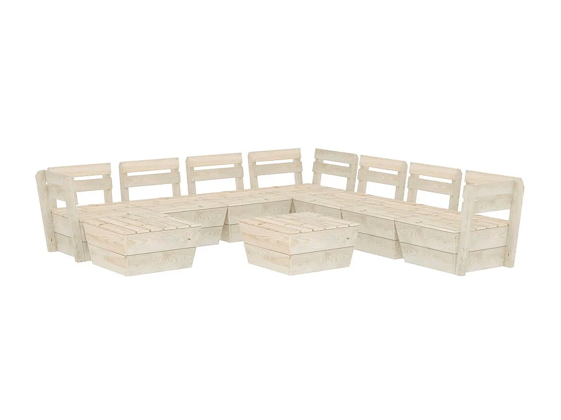 Salon de jardin palette 9 pcs Bois d'épicéa imprégné 3