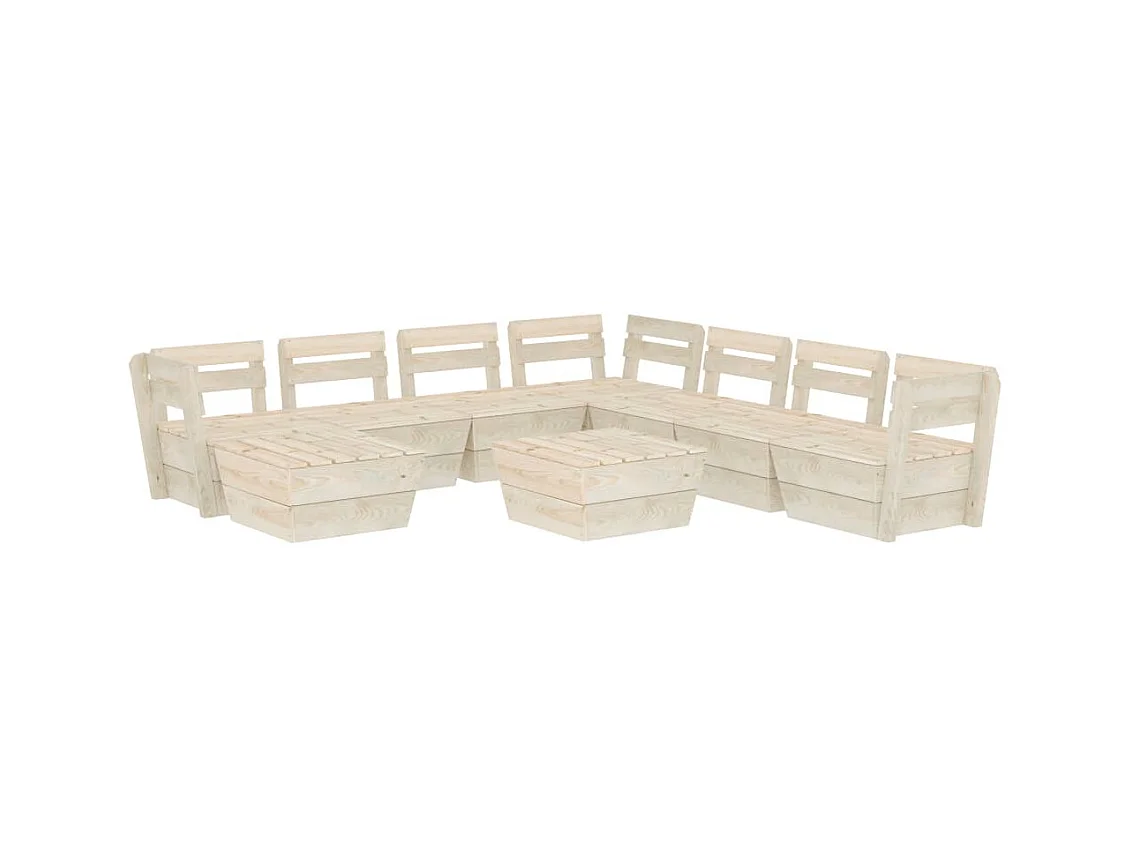 Salon de jardin palette 9 pcs Bois d'épicéa imprégné 3