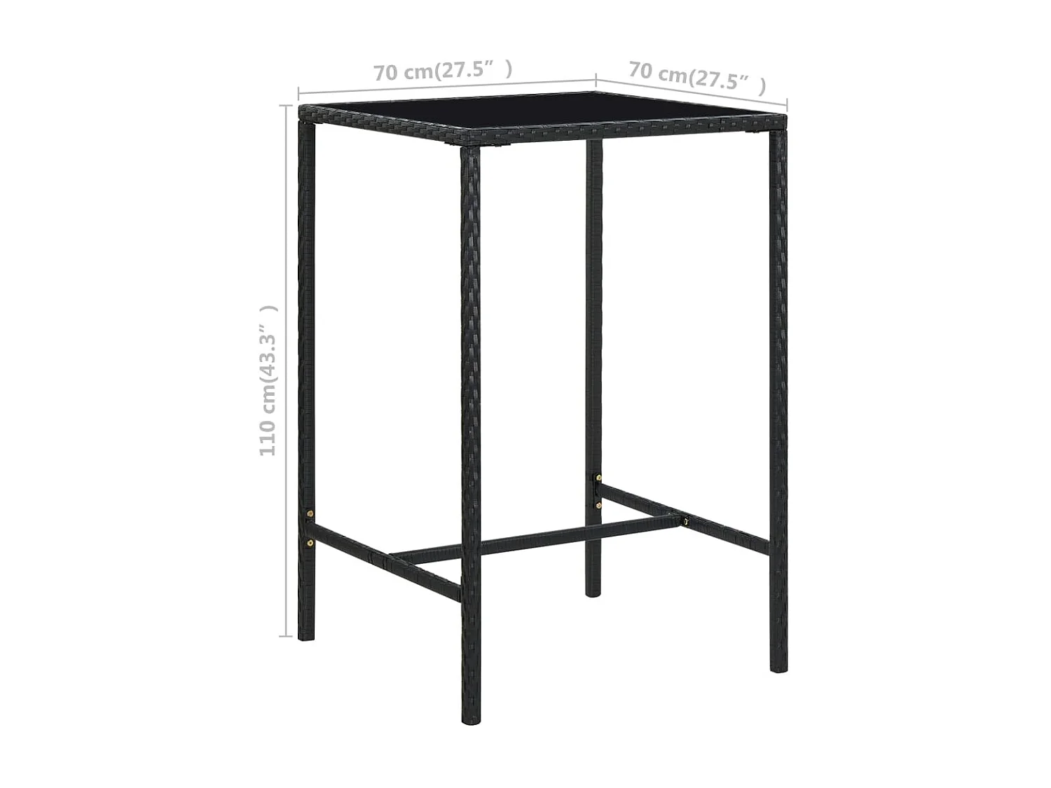 Ensemble de bar de jardin 3 pcs et coussins Résine tressée Noir 3