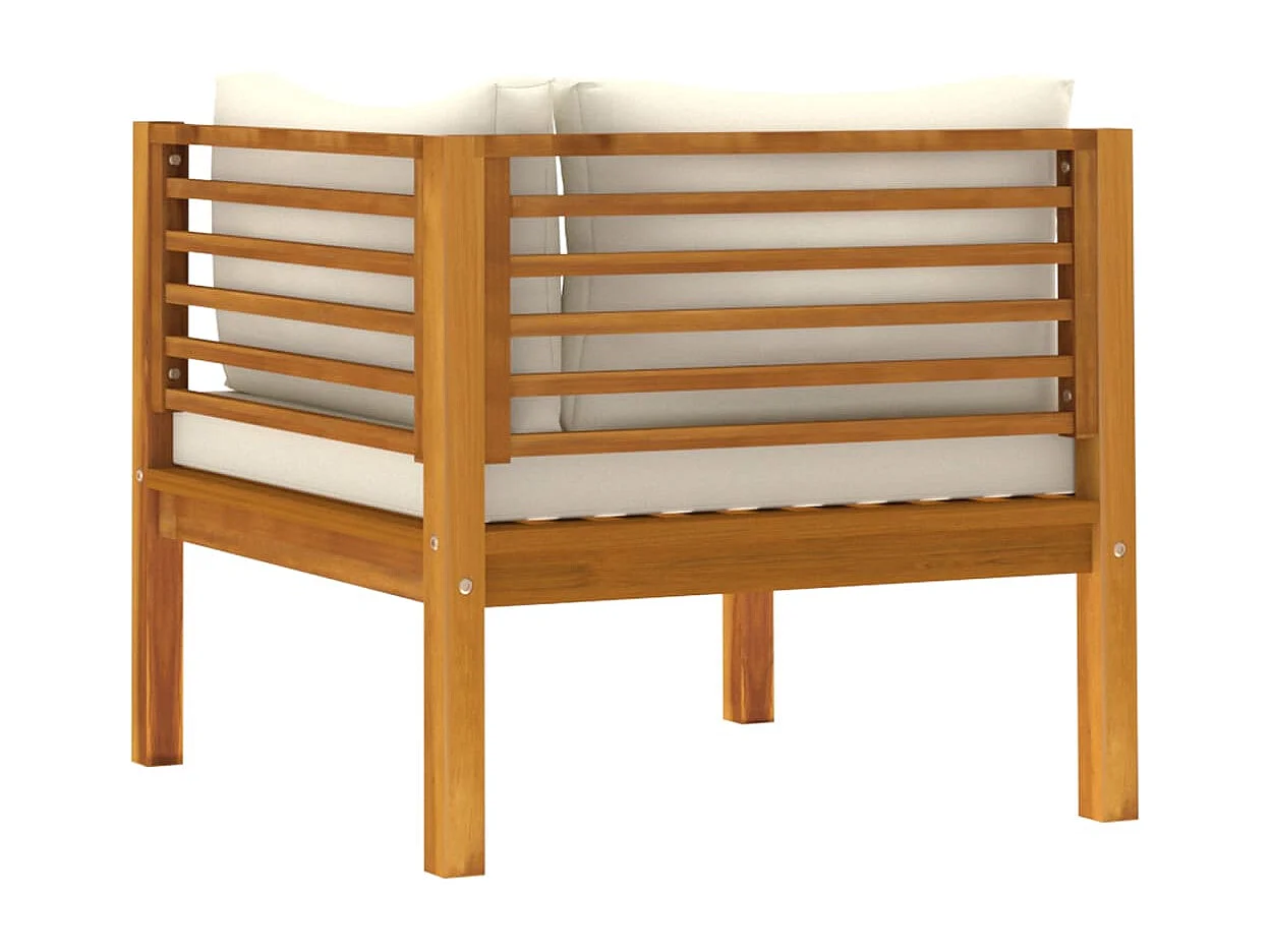 Canapé de jardin 2 places et coussin crème Bois d'acacia massif