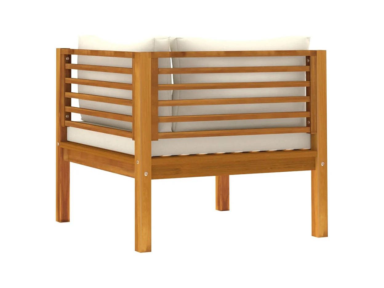 Canapé de jardin 2 places et coussin crème Bois d'acacia massif