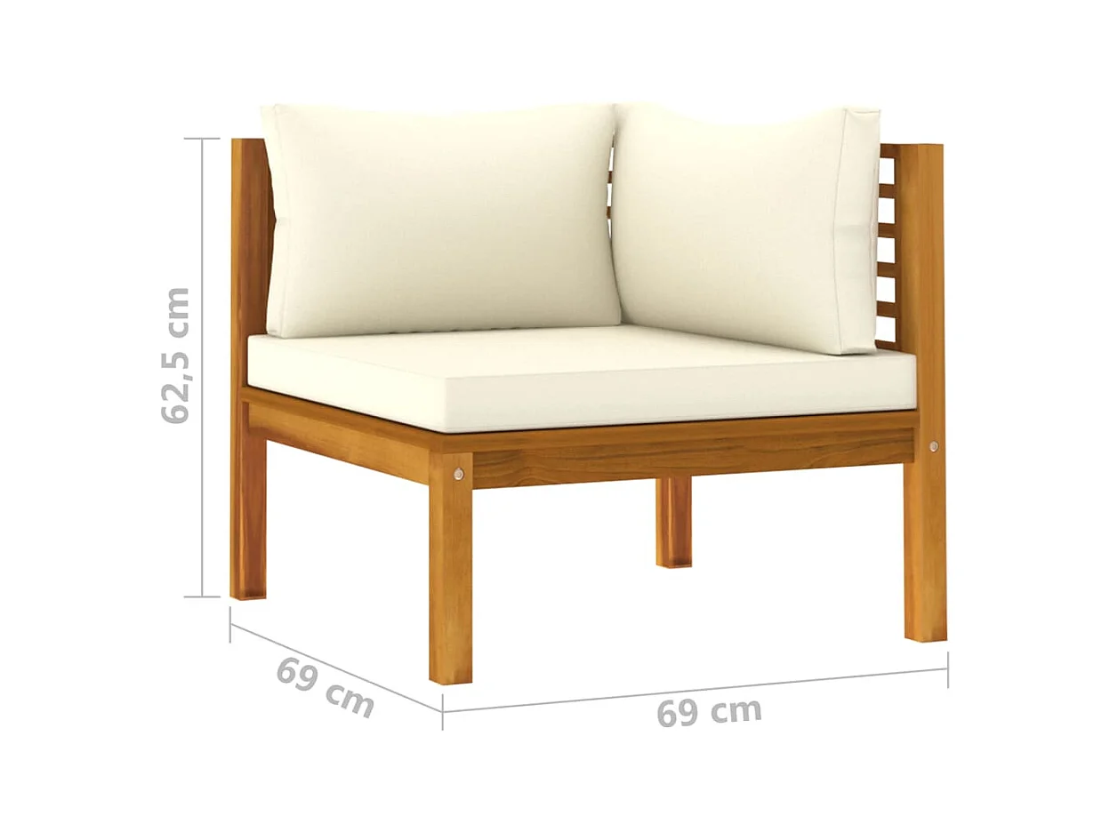 Canapé de jardin 2 places et coussin crème Bois d'acacia massif