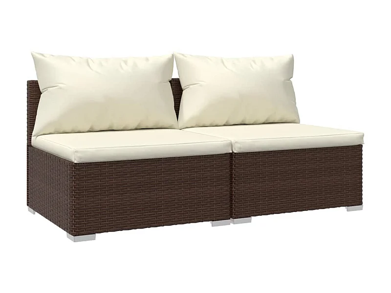 Canapés de jardin 2 pcs avec coussins Résine tressée Marron