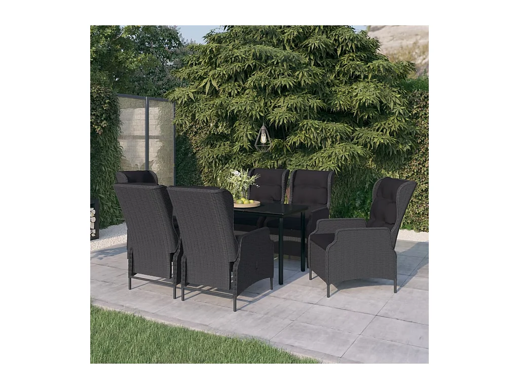 Ensemble de salle à manger de jardin 7 pcs Gris foncé 2