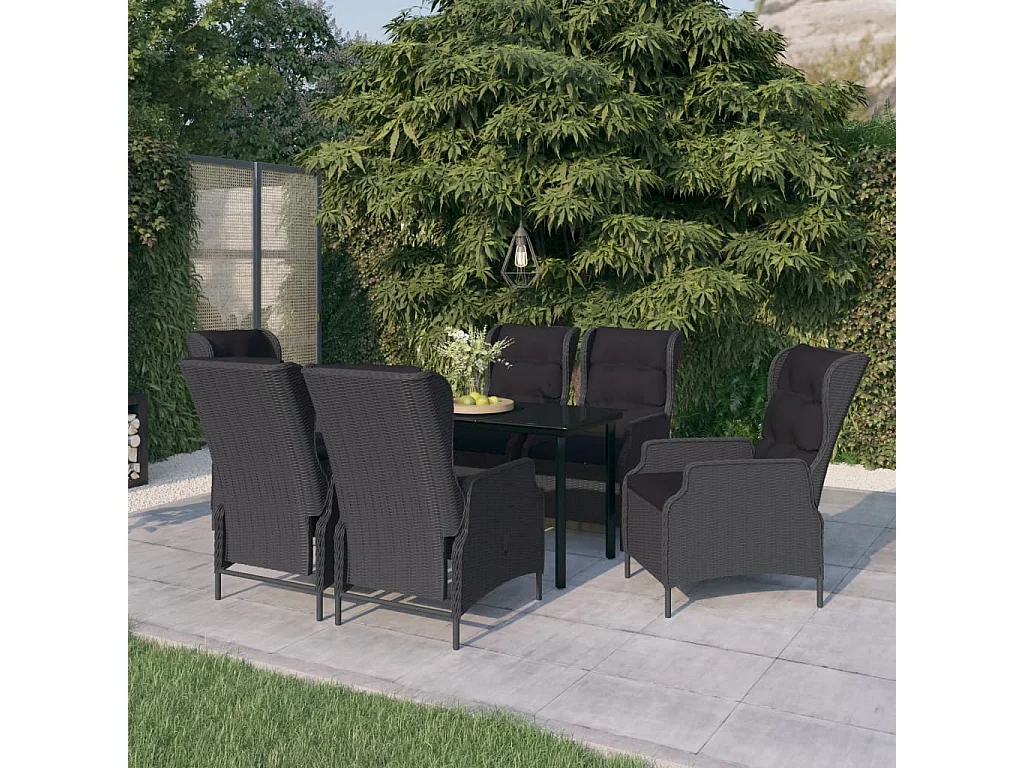 Ensemble de salle à manger de jardin 7 pcs Gris foncé 2