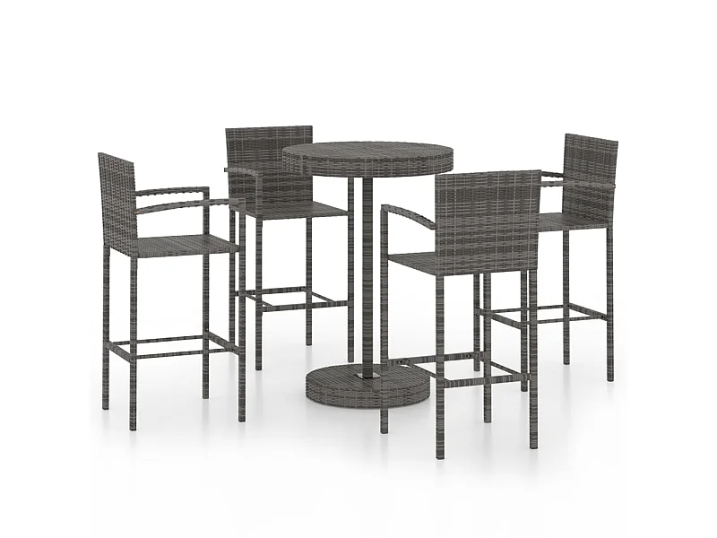 Ensemble de bar de jardin 5 pcs Résine tressée Gris 2