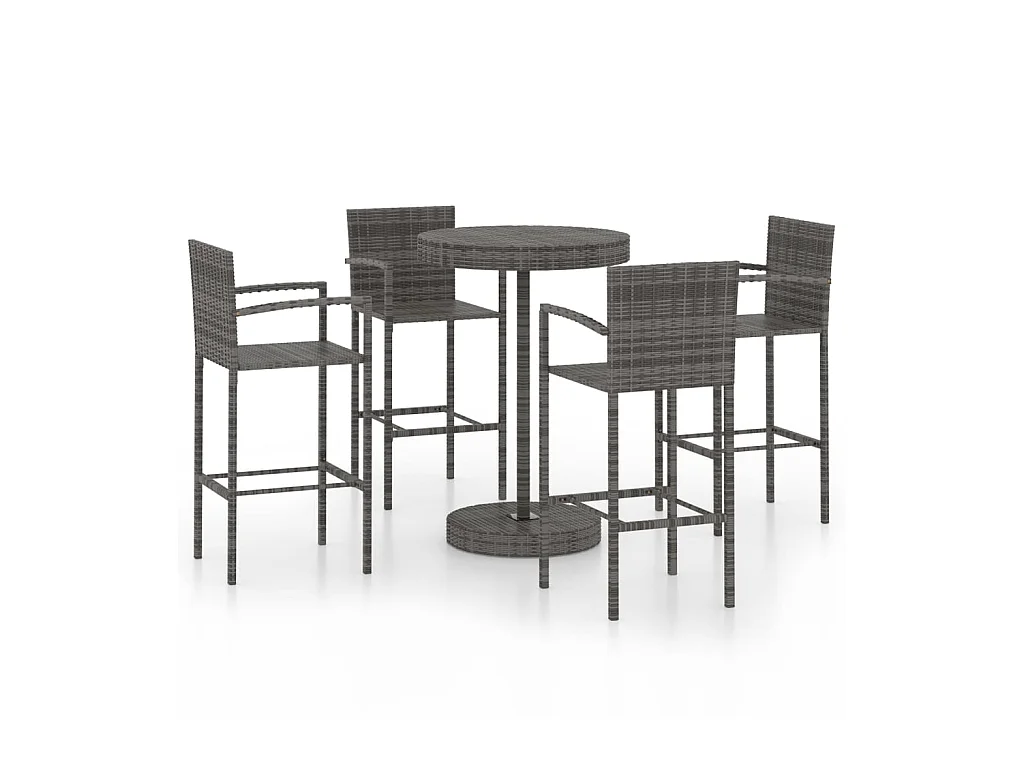 Ensemble de bar de jardin 5 pcs Résine tressée Gris 2